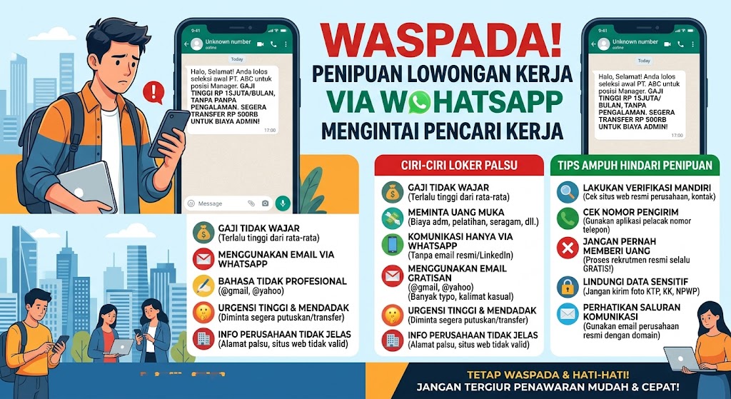 Waspada! Penipuan Lowongan Kerja Via WhatsApp Mengintai Pencari Kerja